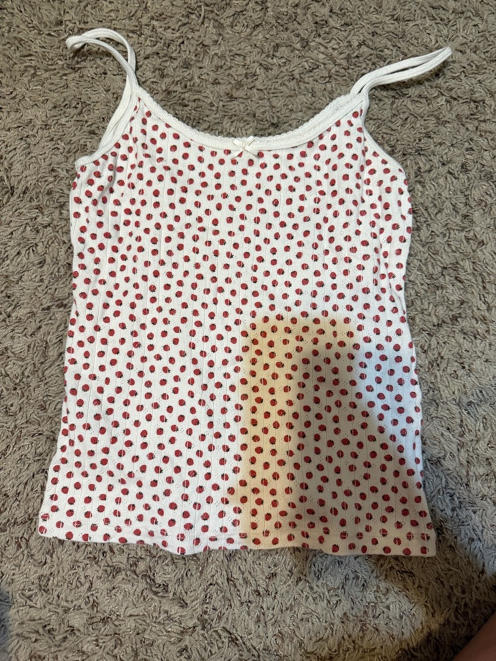 Brandy Melville White Tank with Red Polka Dot Print